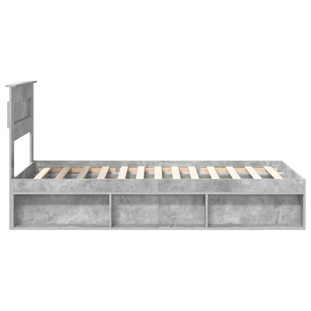 Sengestel med hovedgærde Beton Grå 90 x 190 cm Massiv fyrretræ