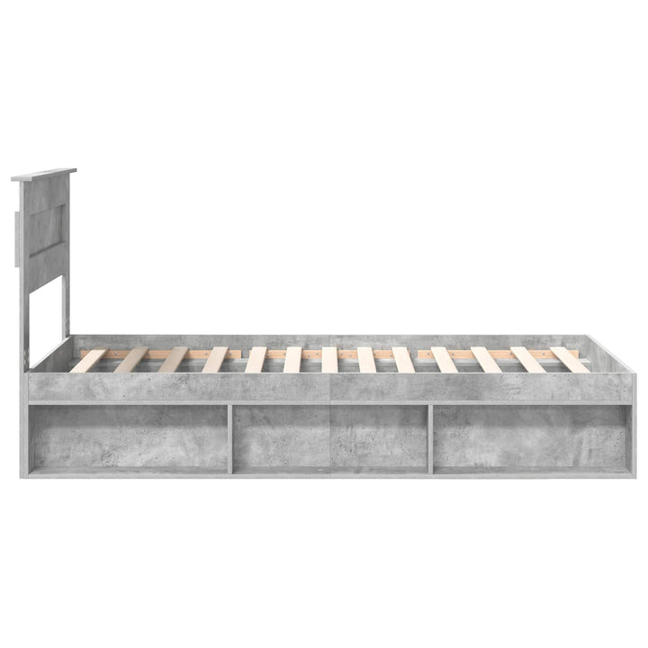 Sengestel med hovedgærde Beton Grå 90 x 190 cm Massiv fyrretræ