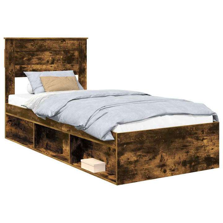Sengestel Ensfarvet Røget eg 90 x 190 cm Massiv fyrretræ