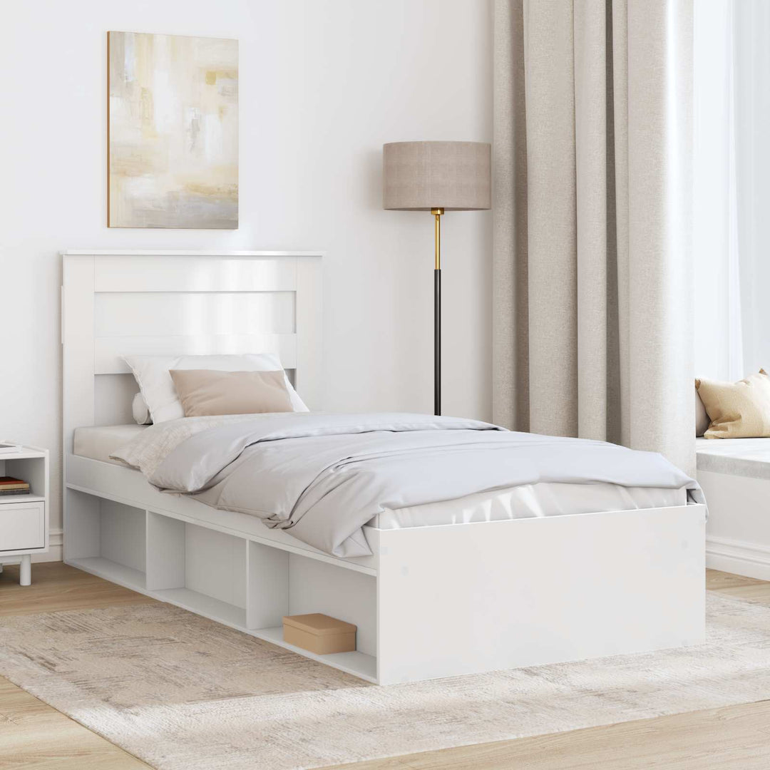 Sengestel Ensfarvet Hvid 75 x 190 cm Massiv fyrretræ