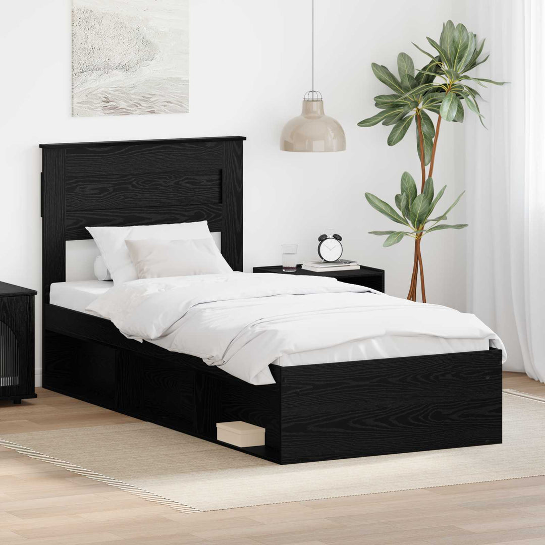 Sengestel Ensfarvet Sort 75 x 190 cm Massiv fyrretræ