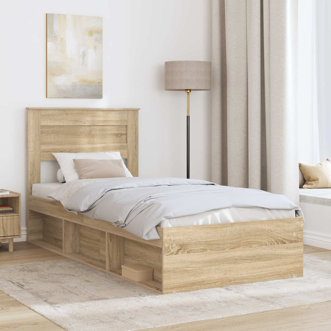 Sengestel med hovedgærde Sonoma eg 75 x 190 cm Massiv fyrretræ