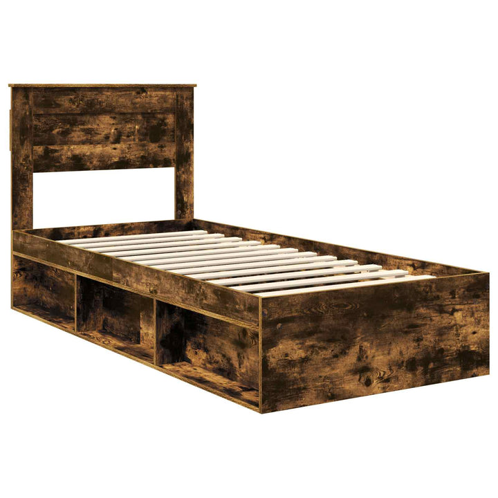 Sengestel med hovedgærde Røget eg 75 x 190 cm Massiv fyrretræ