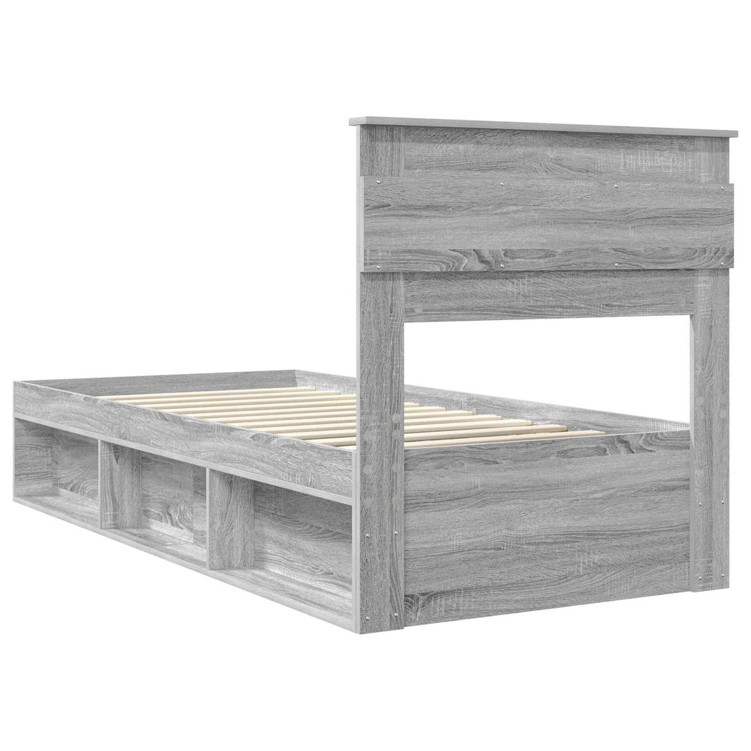 Sengestel med hovedgærde Grå Sonoma 75 x 190 cm Massiv fyrretræ