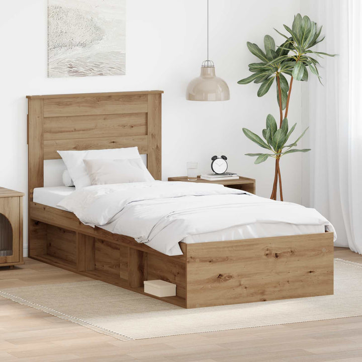 Sengestel med hovedgærde Artisan eg 75 x 190 cm Massiv fyrretræ