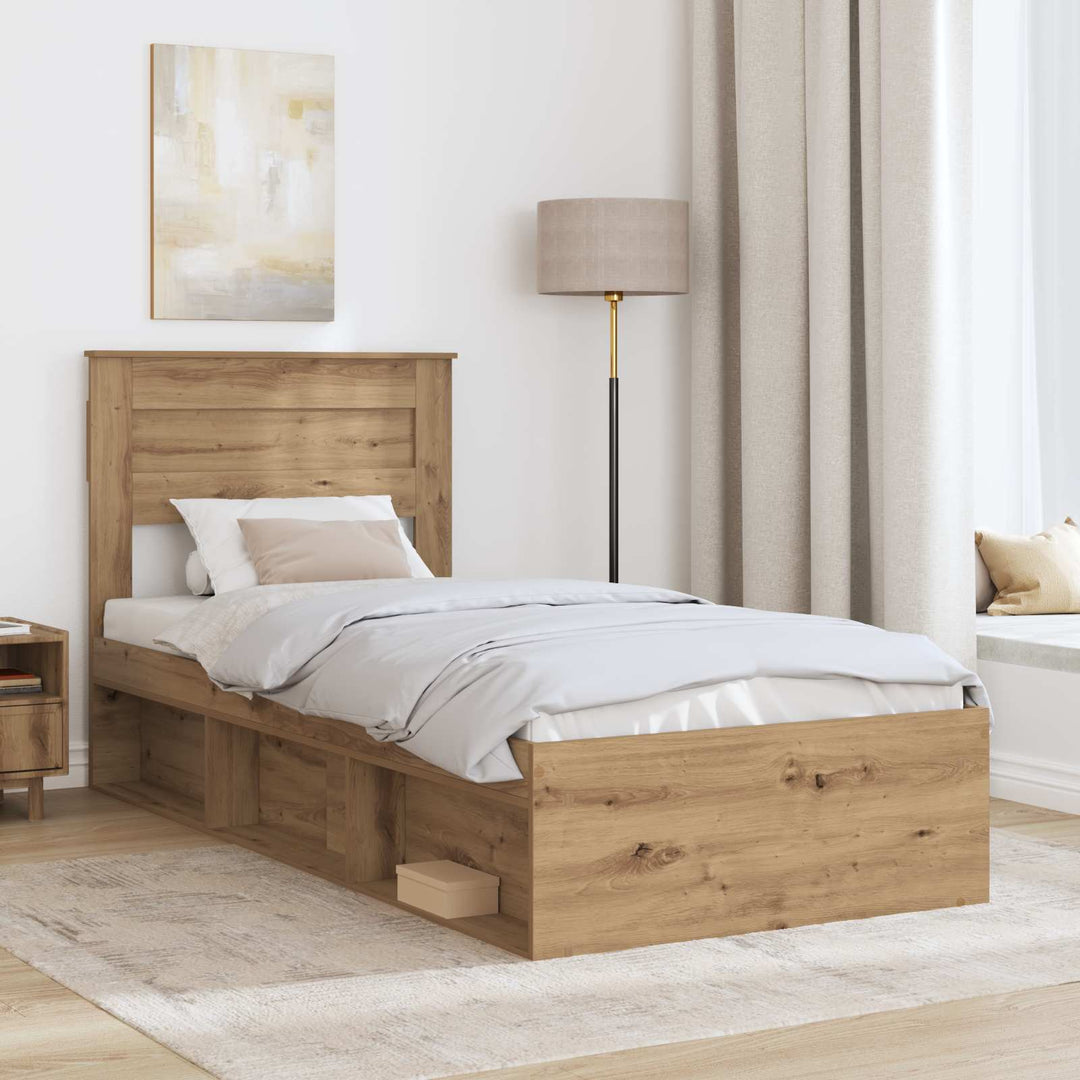 Sengestel med hovedgærde Artisan eg 75 x 190 cm Massiv fyrretræ
