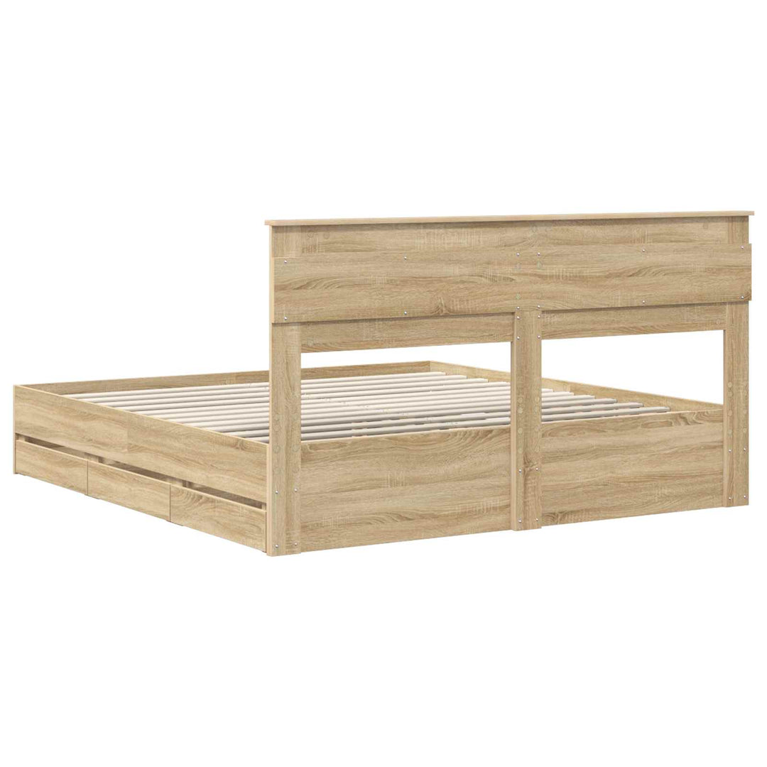 Sengestel med skuffe Sonoma eg 200 x 200 cm Ingeniørtræ