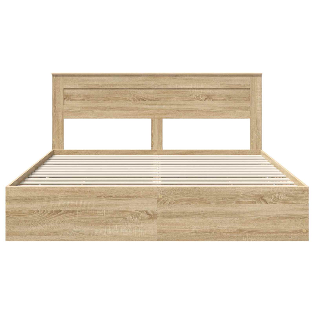 Sengestel med skuffe Sonoma eg 200 x 200 cm Ingeniørtræ