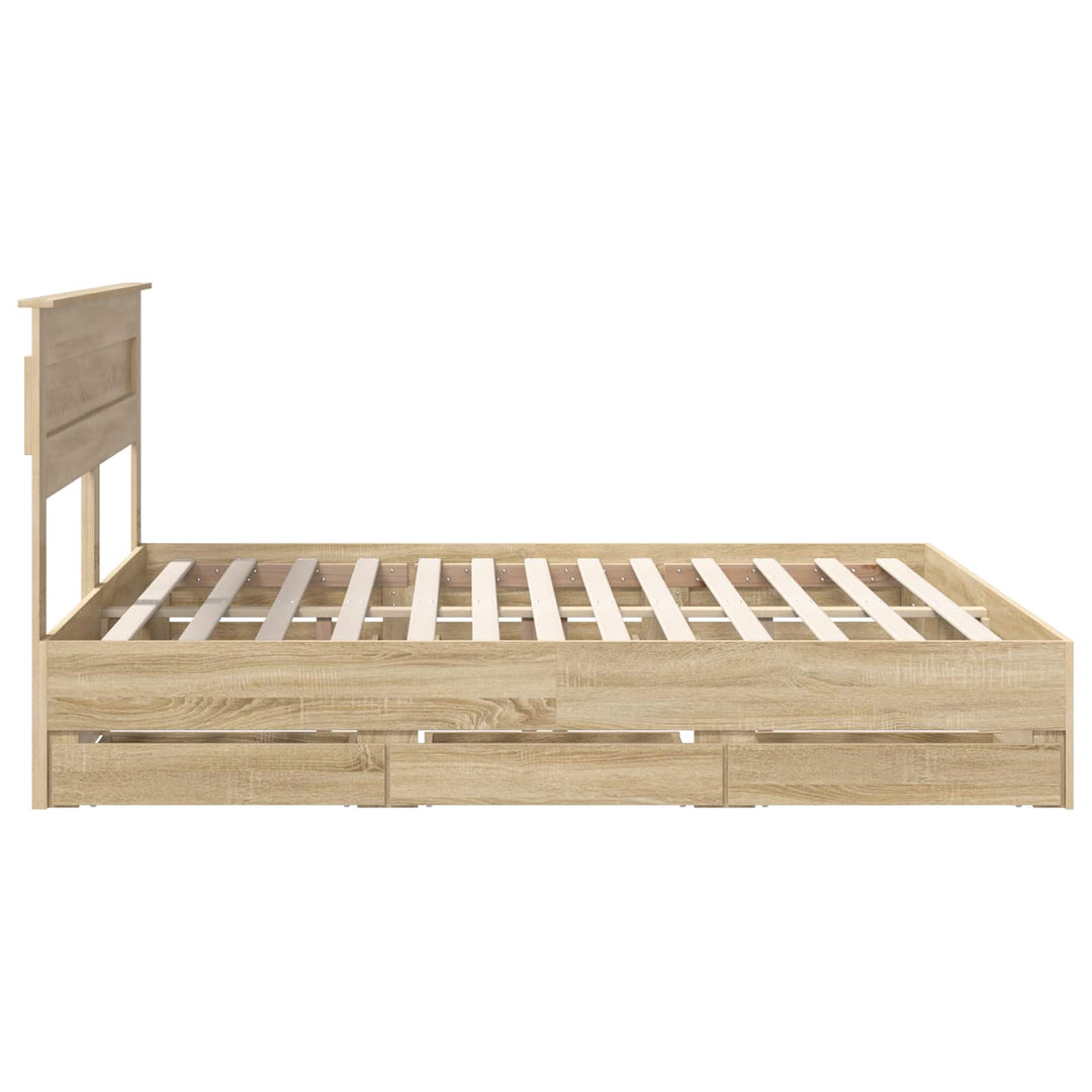 Sengestel med skuffe Sonoma eg 200 x 200 cm Ingeniørtræ