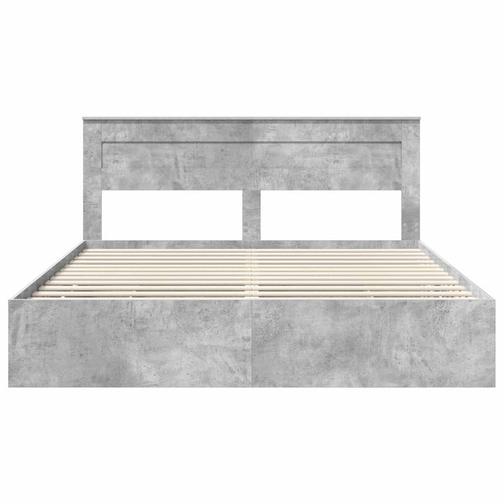Sengestel med skuffe Beton Grå 200 x 200 cm Ingeniørtræ