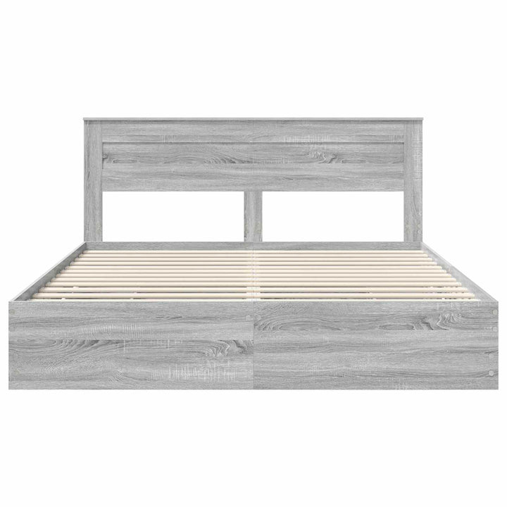 Sengestel med skuffe Grå Sonoma 200 x 200 cm Ingeniørtræ