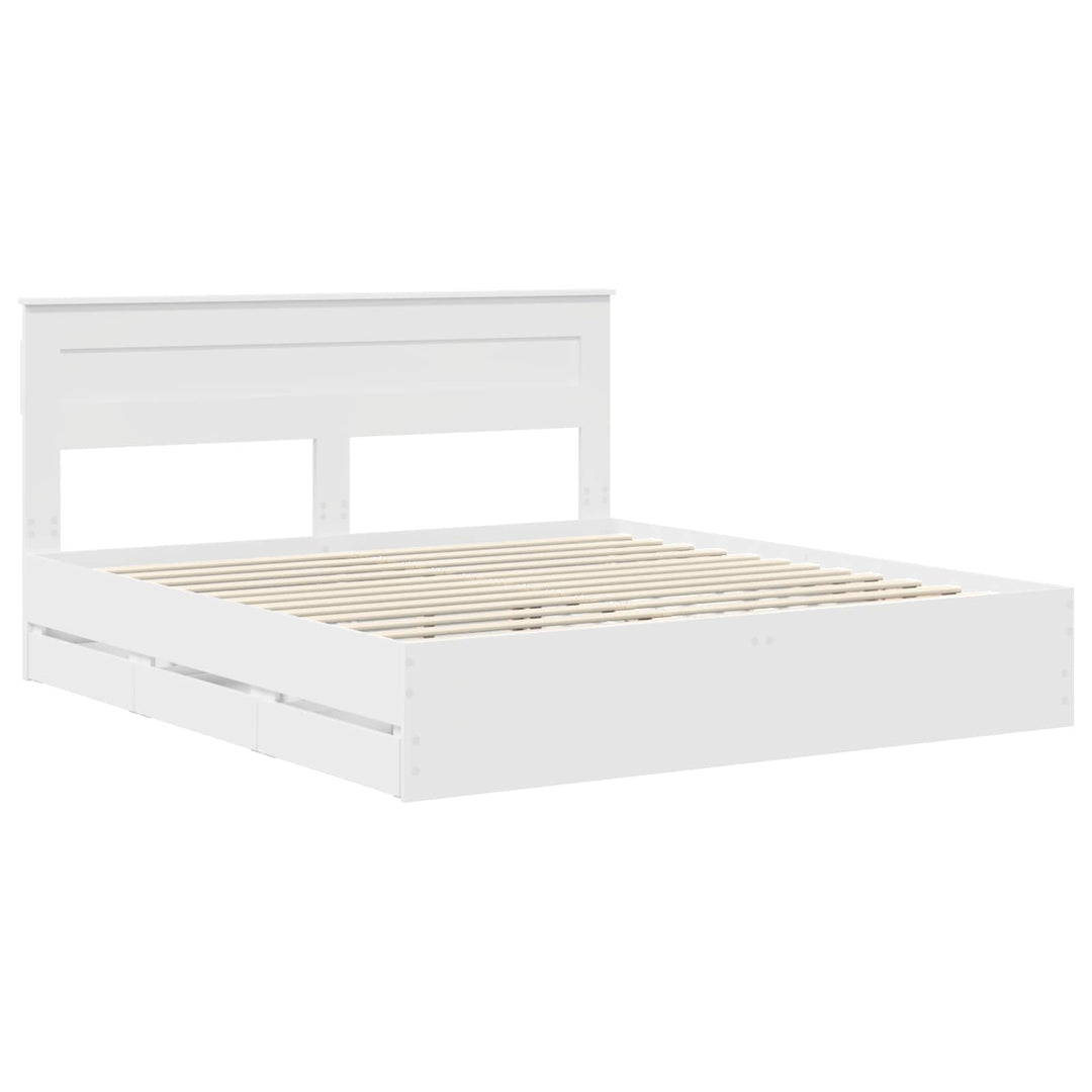 Sengestel med skuffe Hvid 180 x 200 cm Ingeniørtræ