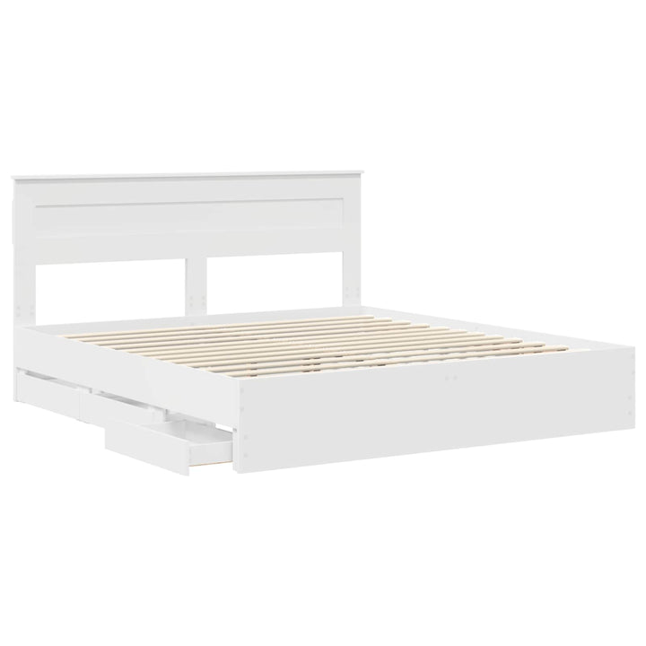 Sengestel med skuffe Hvid 180 x 200 cm Ingeniørtræ
