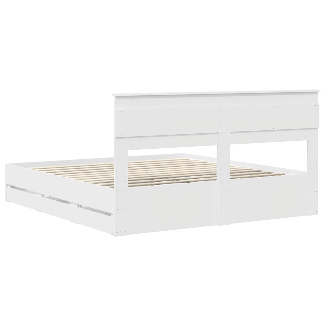 Sengestel med skuffe Hvid 180 x 200 cm Ingeniørtræ