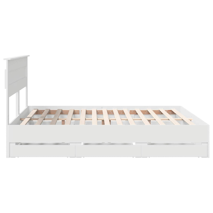 Sengestel med skuffe Hvid 180 x 200 cm Ingeniørtræ