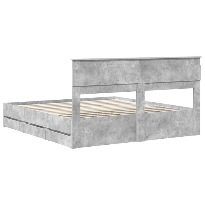 Sengestel med skuffe Beton Grå 180 x 200 cm Ingeniørtræ