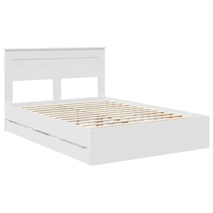 Sengestel med skuffe Hvid 160 x 200 cm Ingeniørtræ