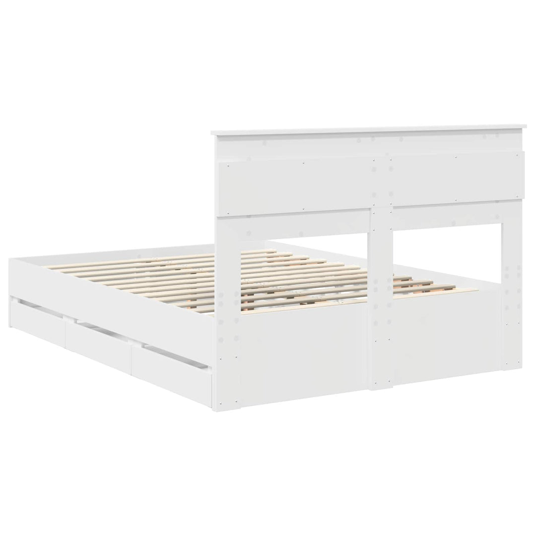 Sengestel med skuffe Hvid 160 x 200 cm Ingeniørtræ