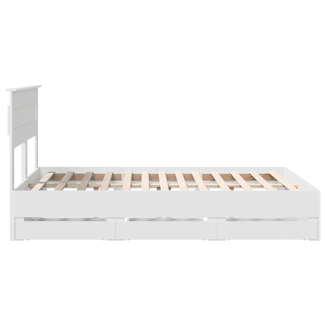 Sengestel med skuffe Hvid 160 x 200 cm Ingeniørtræ