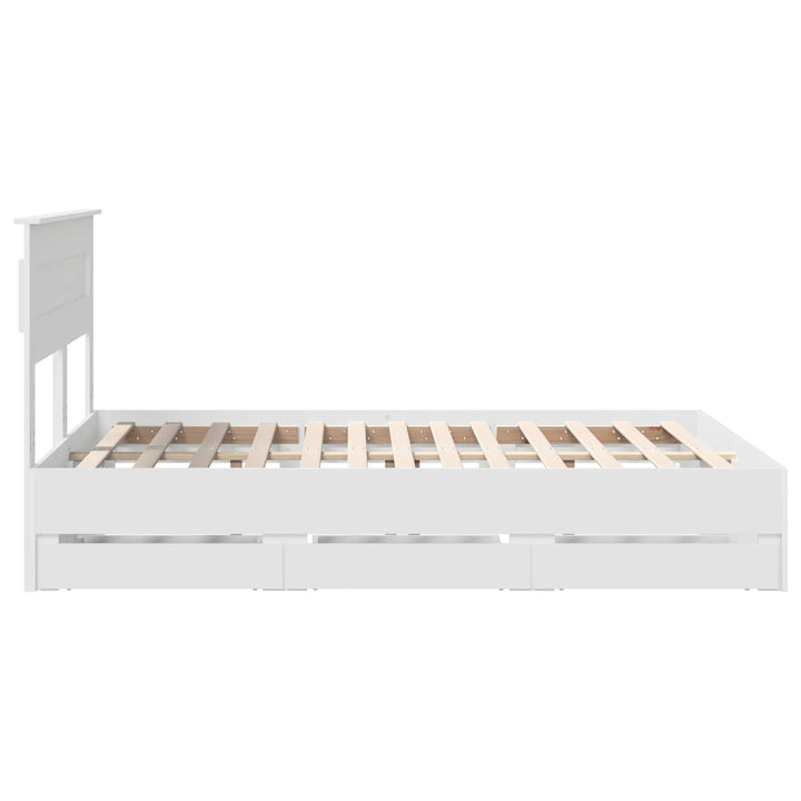 Sengestel med skuffe Hvid 160 x 200 cm Ingeniørtræ