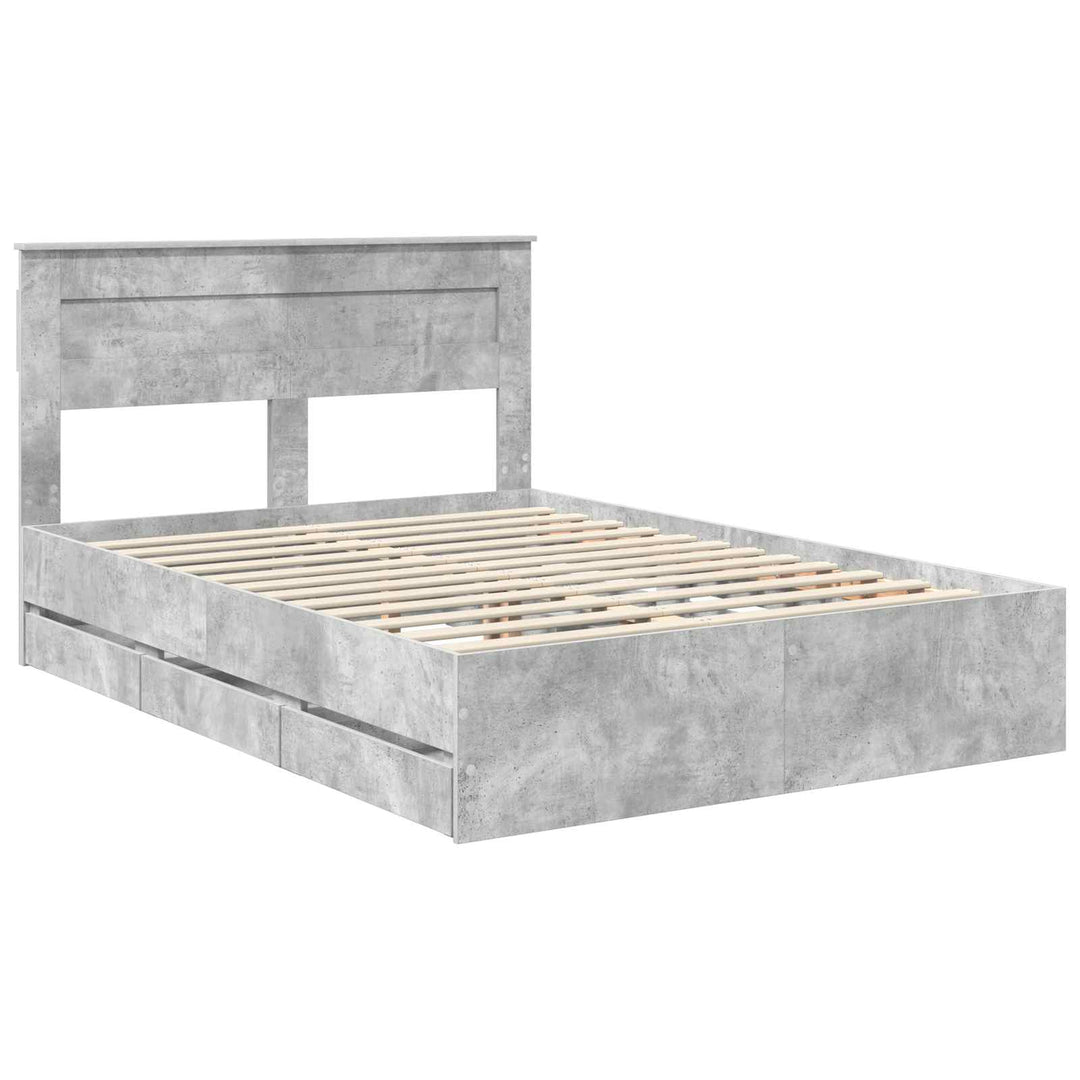 Sengestel med skuffe Beton Grå 160 x 200 cm Ingeniørtræ