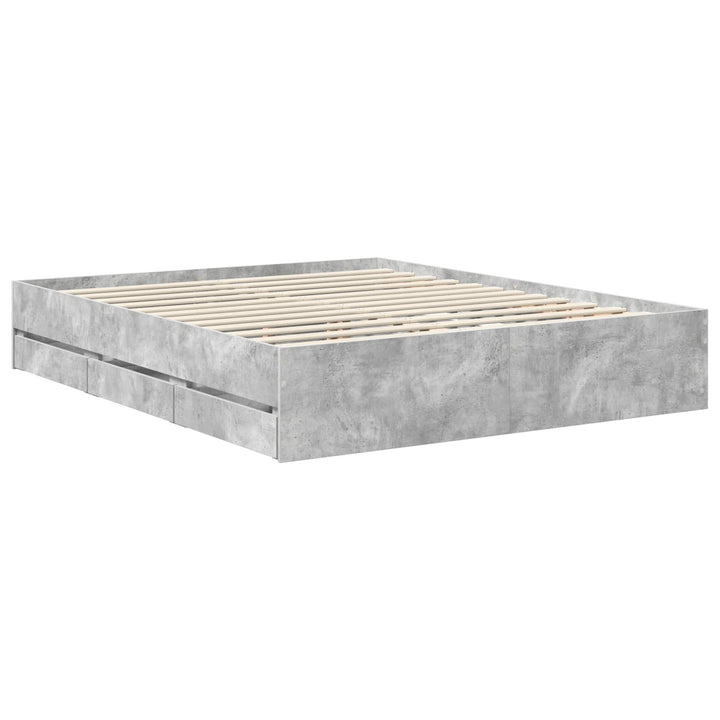 Sengestel med skuffe Beton Grå 160 x 200 cm Ingeniørtræ