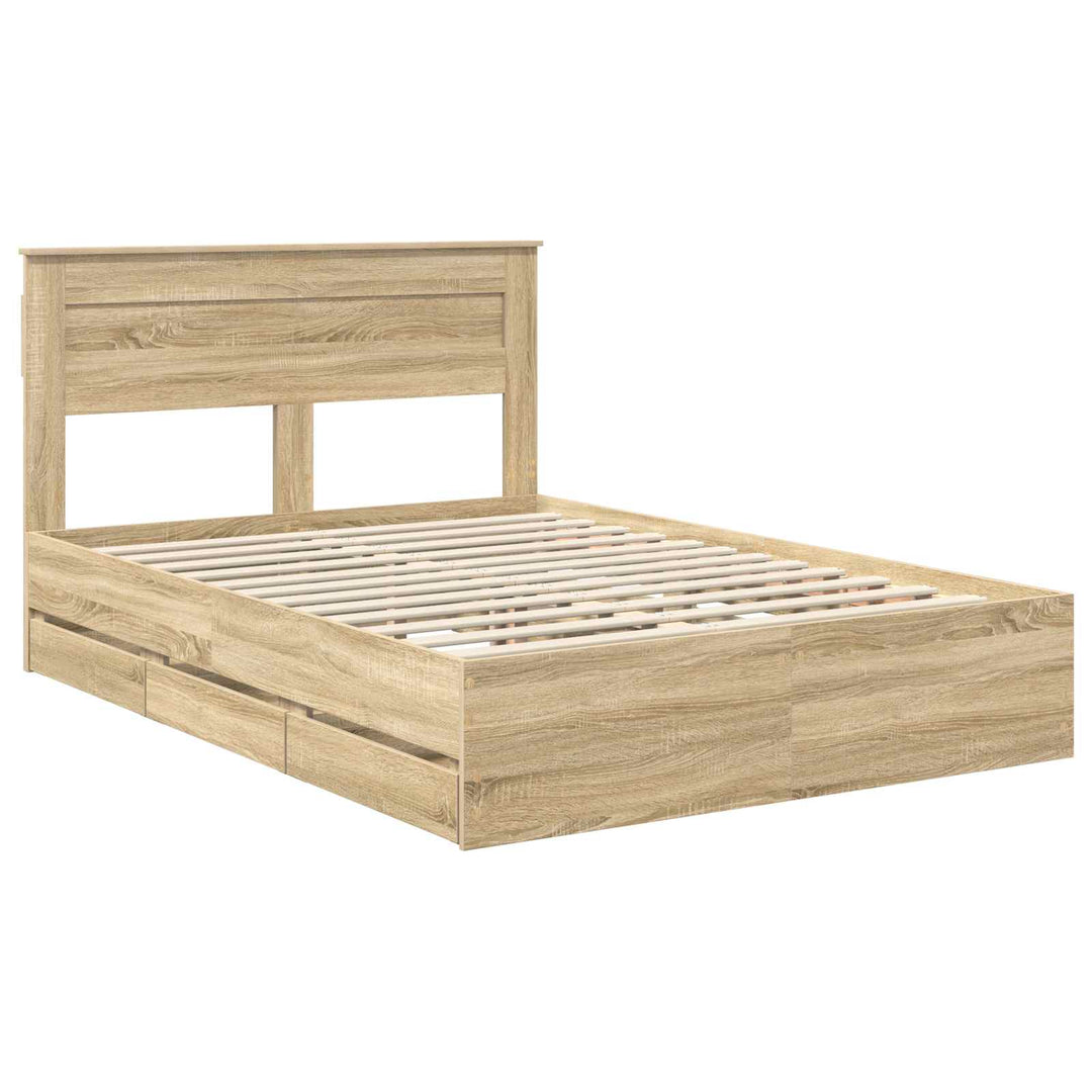 Sengestel med skuffe Sonoma eg 150 x 200 cm Ingeniørtræ