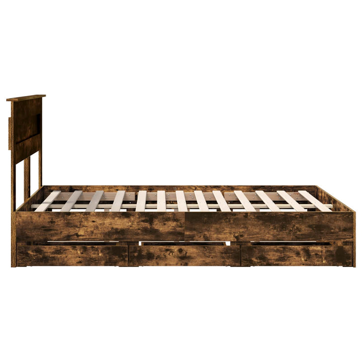 Sengestel med skuffe Røget eg 150 x 200 cm Ingeniørtræ