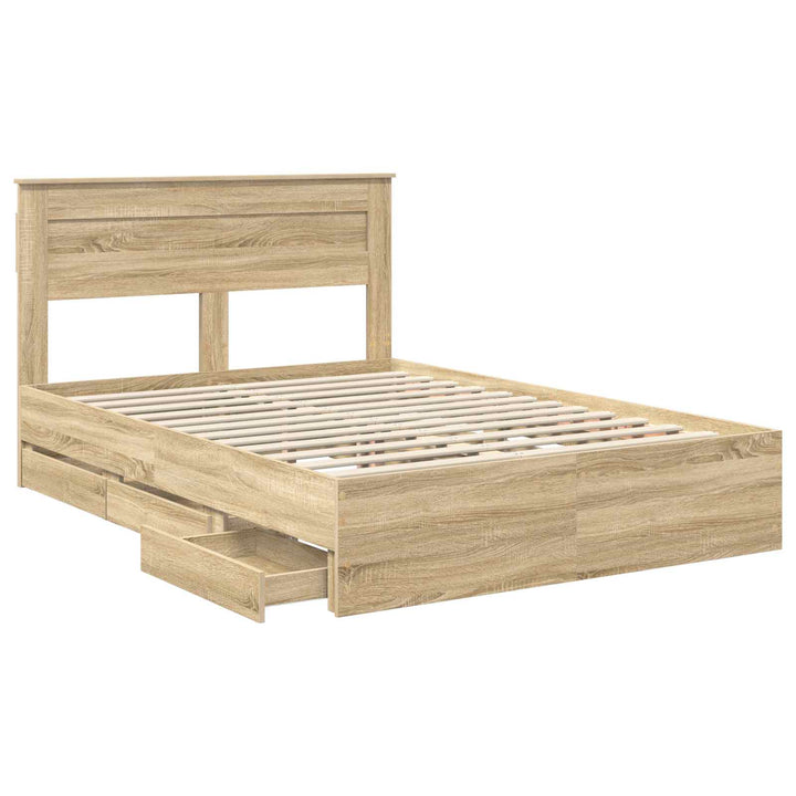 Sengestel med skuffe Sonoma eg 140 x 200 cm Ingeniørtræ