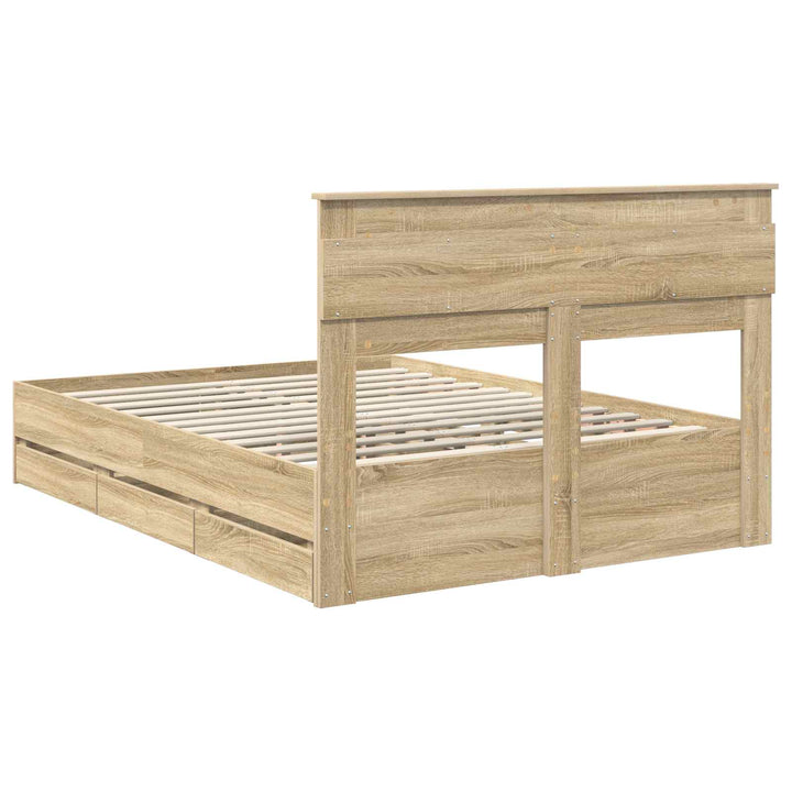 Sengestel med skuffe Sonoma eg 140 x 200 cm Ingeniørtræ