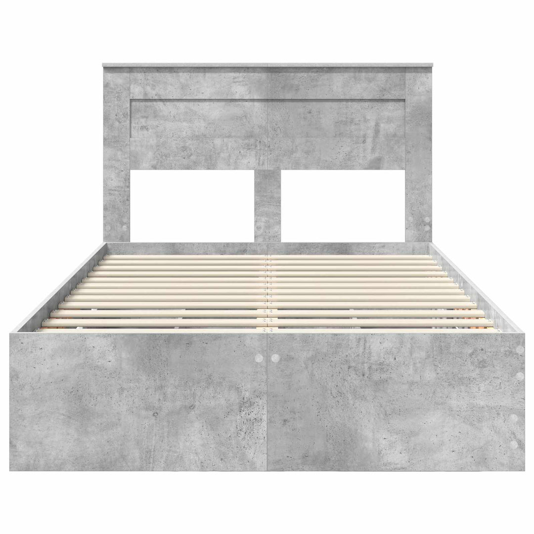 Sengestel med skuffe Beton Grå 135 x 190 cm Ingeniørtræ
