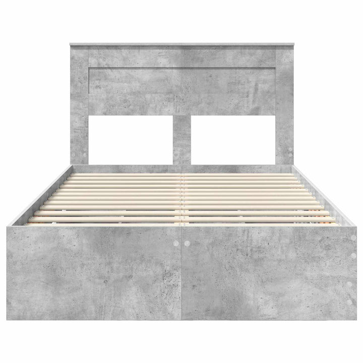Sengestel med skuffe Beton Grå 135 x 190 cm Ingeniørtræ