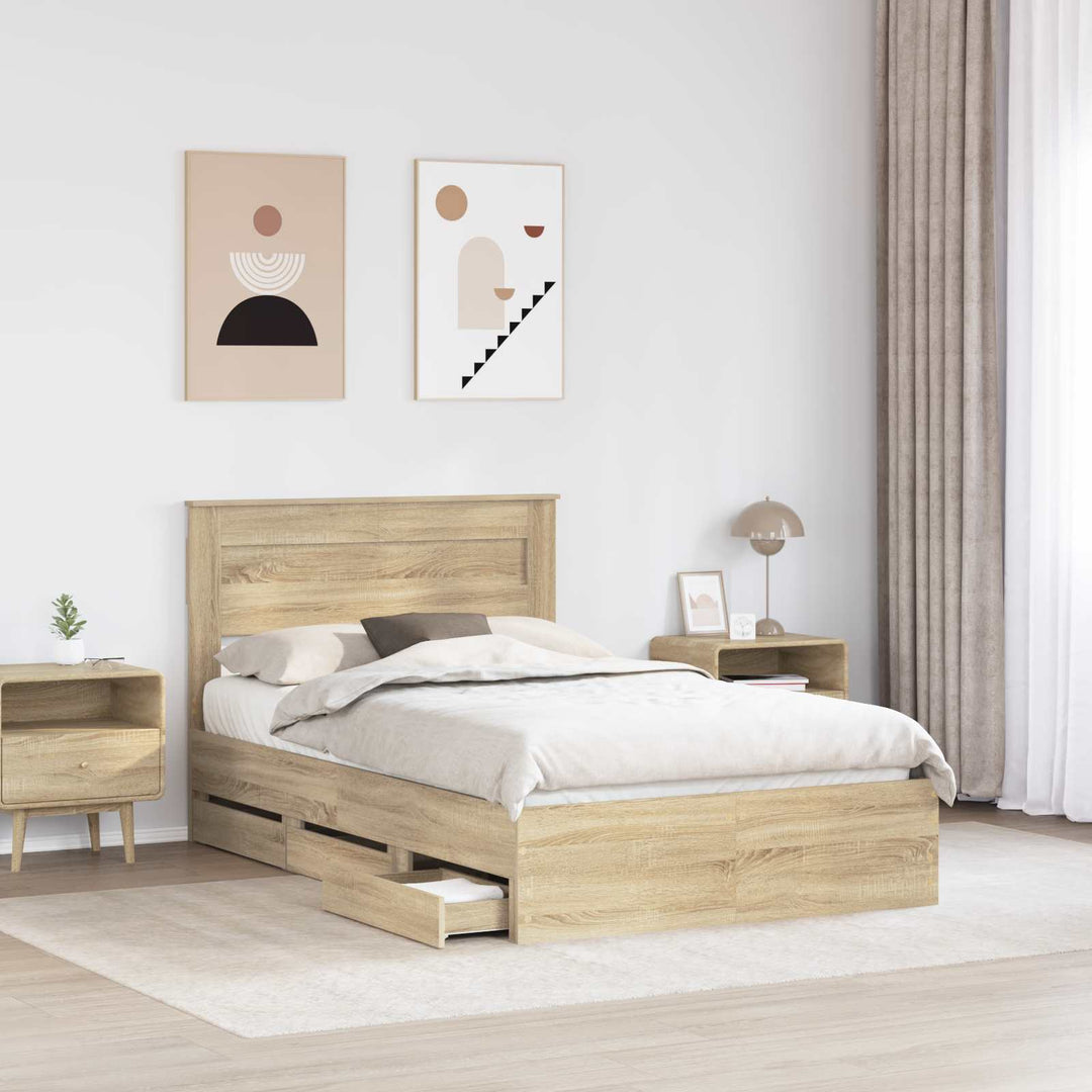 Sengestel med skuffe Sonoma eg 120 x 190 cm Ingeniørtræ