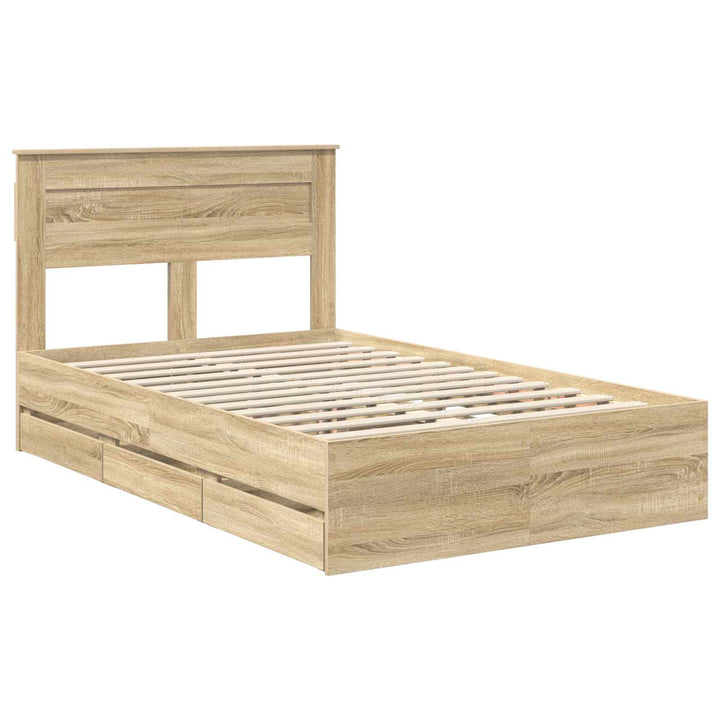Sengestel med skuffe Sonoma eg 120 x 190 cm Ingeniørtræ