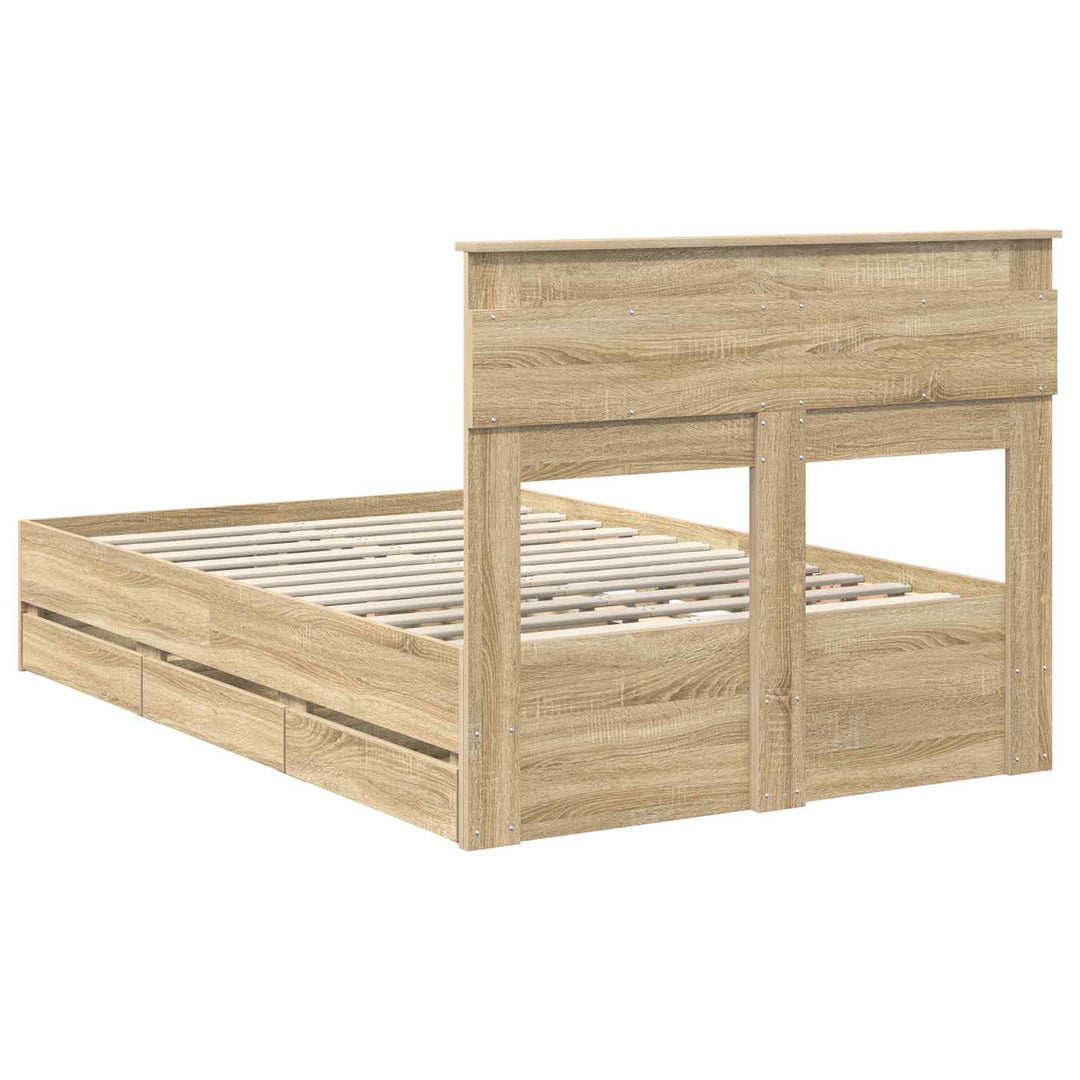 Sengestel med skuffe Sonoma eg 120 x 190 cm Ingeniørtræ