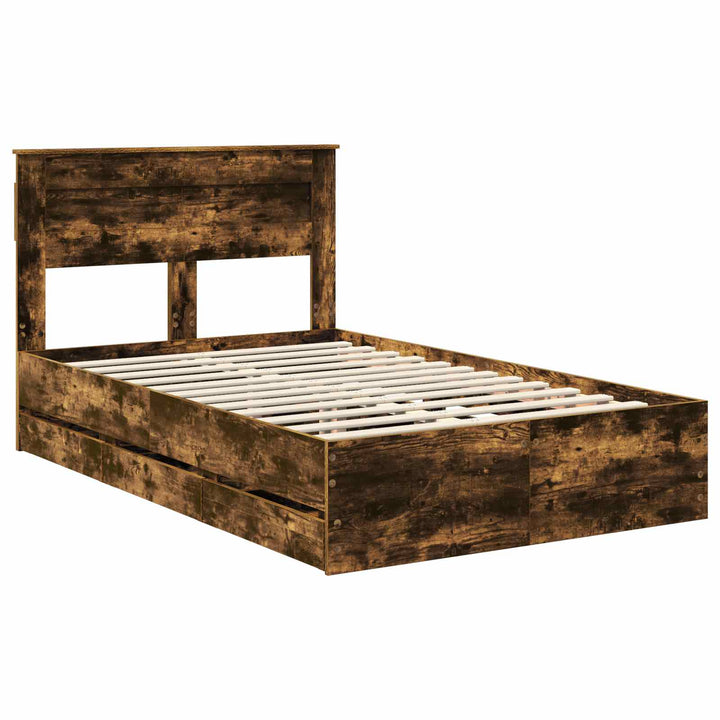 Sengestel med skuffe Røget eg 120 x 190 cm Ingeniørtræ