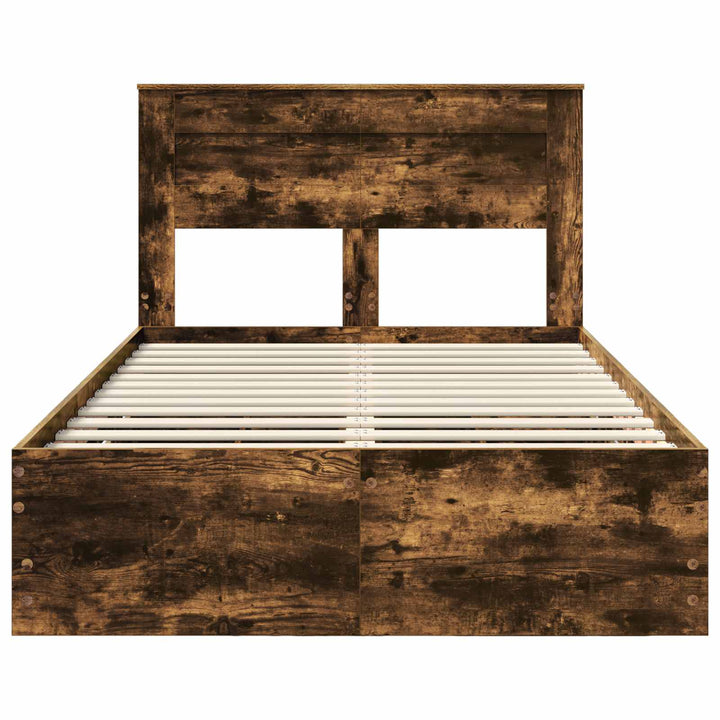 Sengestel med skuffe Røget eg 120 x 190 cm Ingeniørtræ