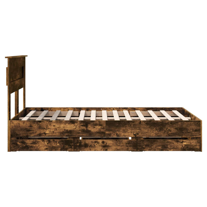 Sengestel med skuffe Røget eg 120 x 190 cm Ingeniørtræ