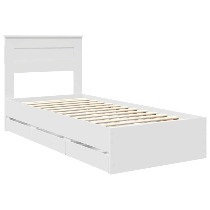 Sengestel med skuffe Hvid 100 x 200 cm Ingeniørtræ