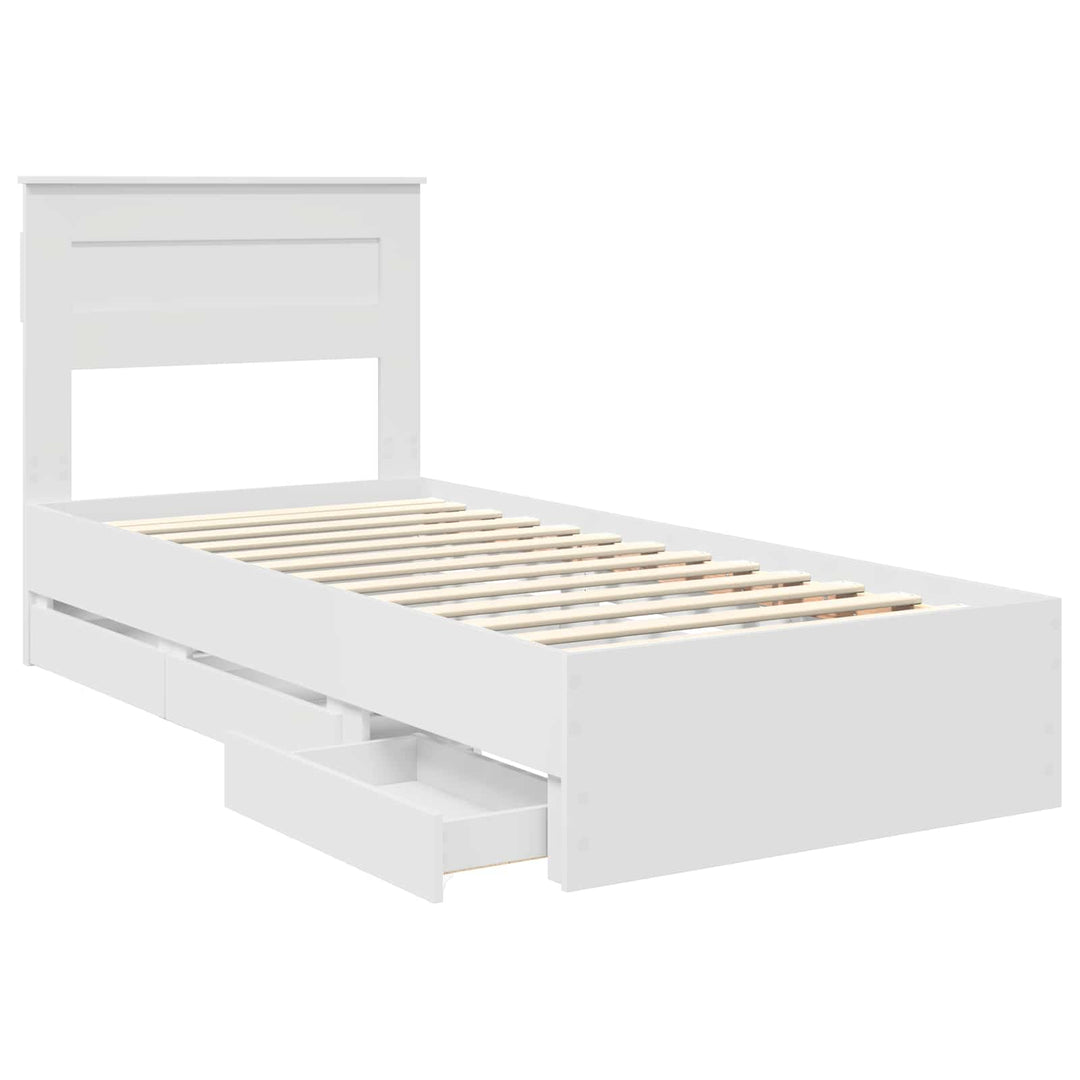 Sengestel med skuffe Hvid 100 x 200 cm Ingeniørtræ