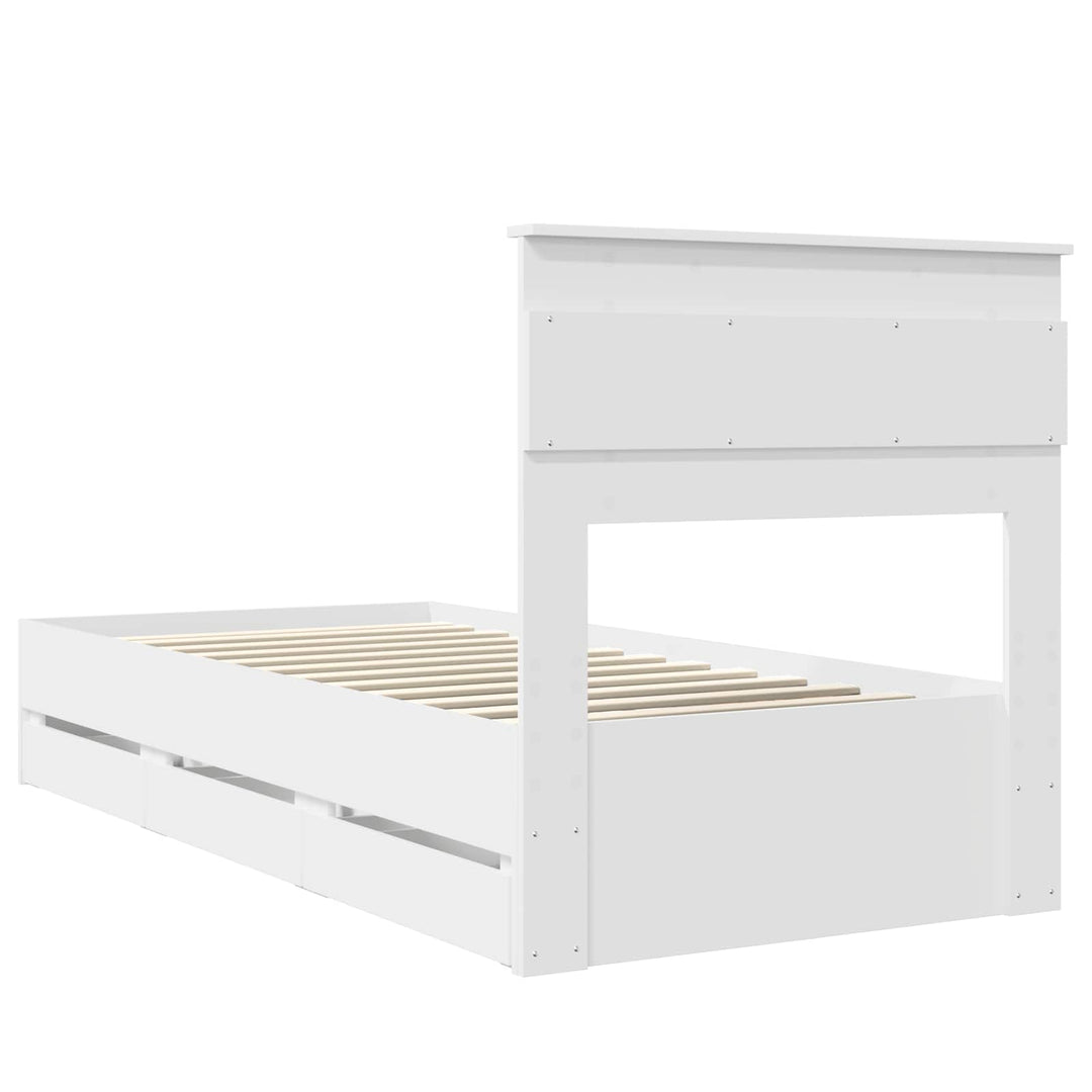 Sengestel med skuffe Hvid 100 x 200 cm Ingeniørtræ