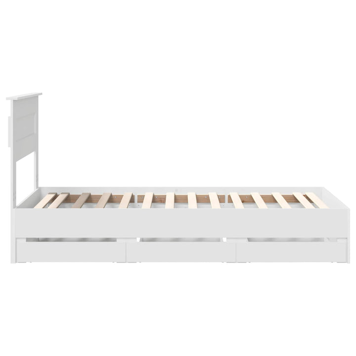 Sengestel med skuffe Hvid 100 x 200 cm Ingeniørtræ