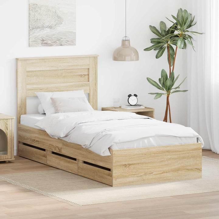 Sengestel med skuffe Sonoma eg 100 x 200 cm Ingeniørtræ
