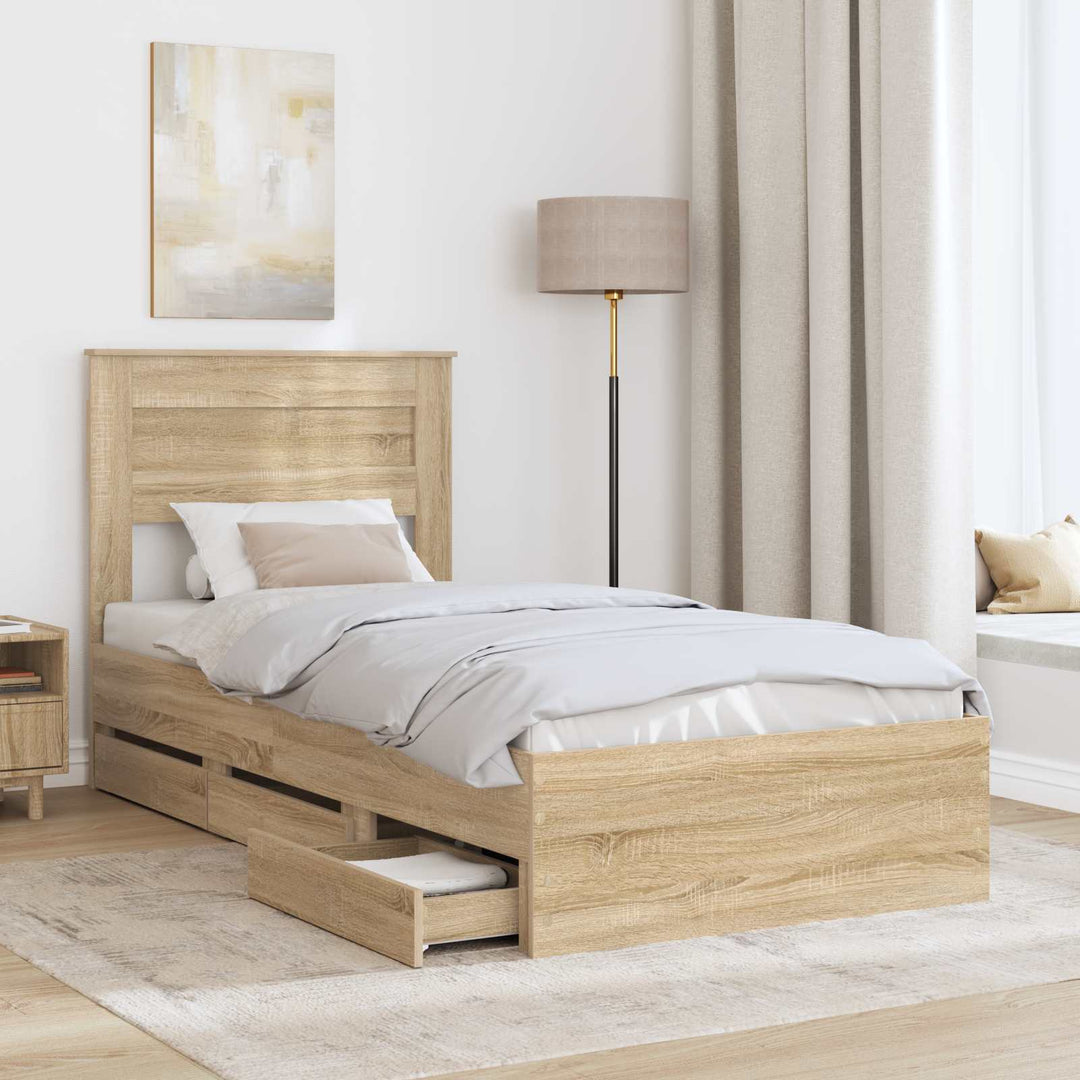 Sengestel med skuffe Sonoma eg 100 x 200 cm Ingeniørtræ