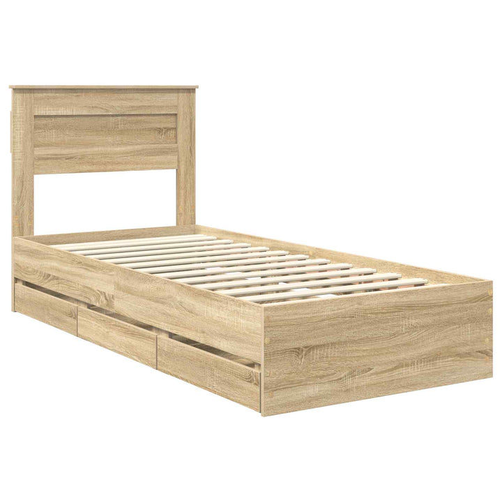 Sengestel med skuffe Sonoma eg 100 x 200 cm Ingeniørtræ