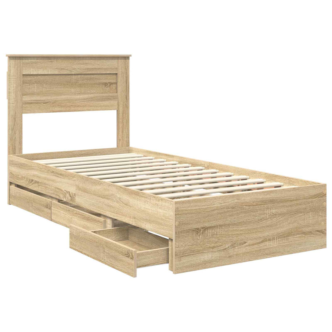 Sengestel med skuffe Sonoma eg 100 x 200 cm Ingeniørtræ
