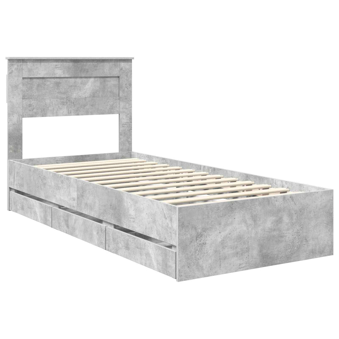 Sengestel med skuffe Beton Grå 90 x 190 cm Ingeniørtræ