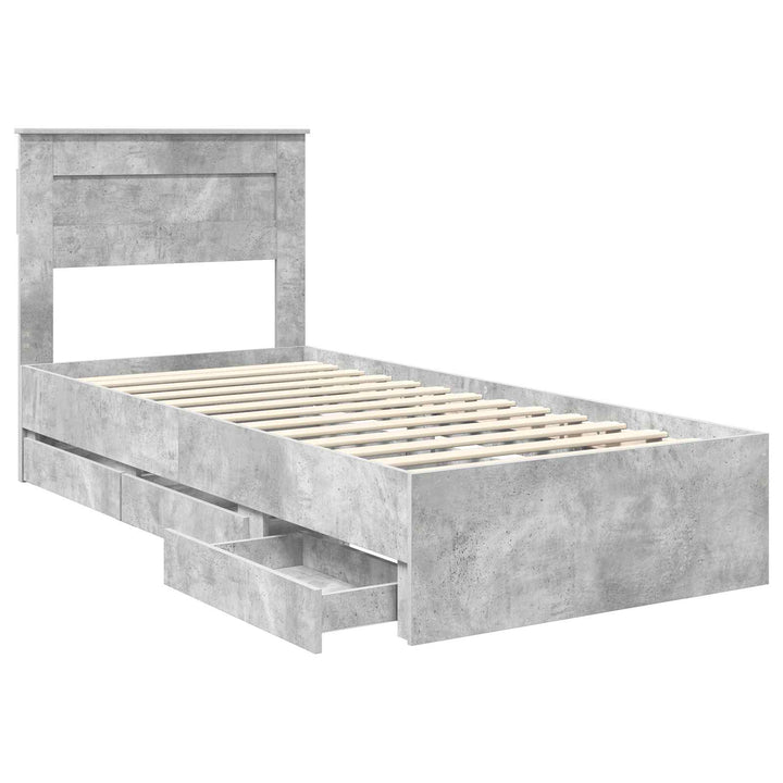 Sengestel med skuffe Beton Grå 90 x 190 cm Ingeniørtræ