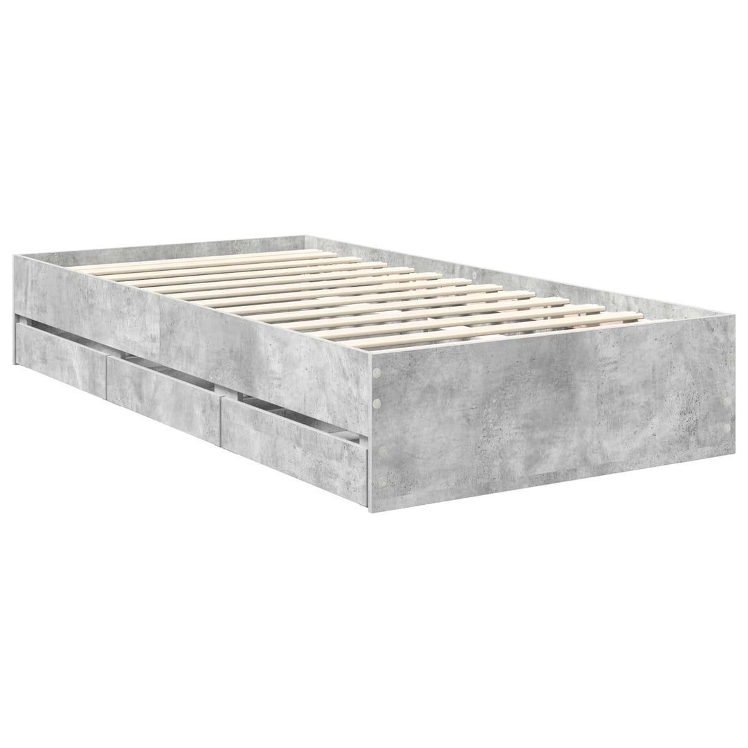 Sengestel med skuffe Beton Grå 90 x 190 cm Ingeniørtræ