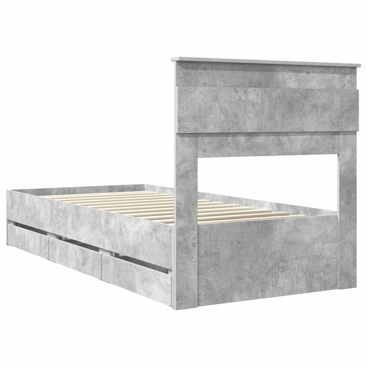 Sengestel med skuffe Beton Grå 90 x 190 cm Ingeniørtræ